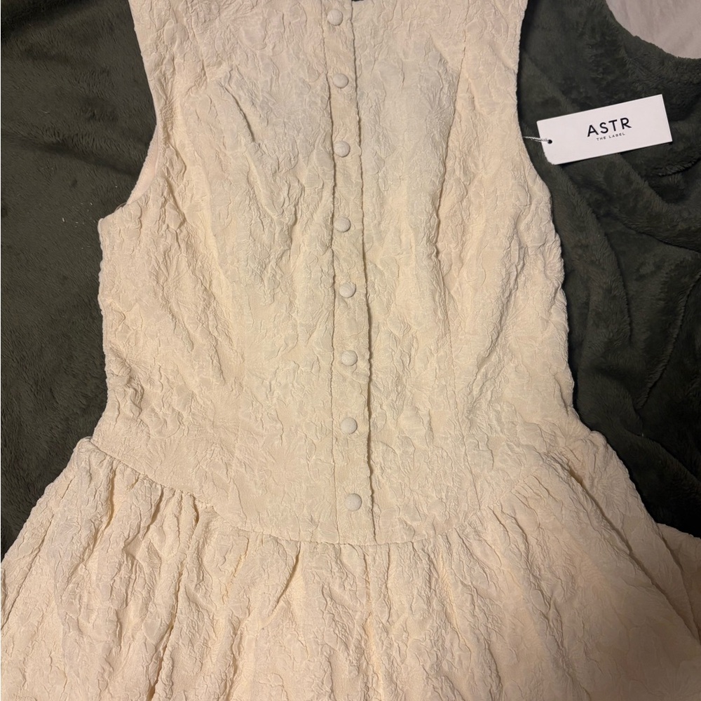 ASTR Textured Buttoned Boat Neck Dress